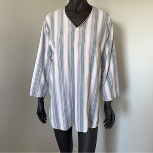 ☁️ VTG JAMZ Original Striped Cotton Pullover Shirt | 80s Surf Style | Size L